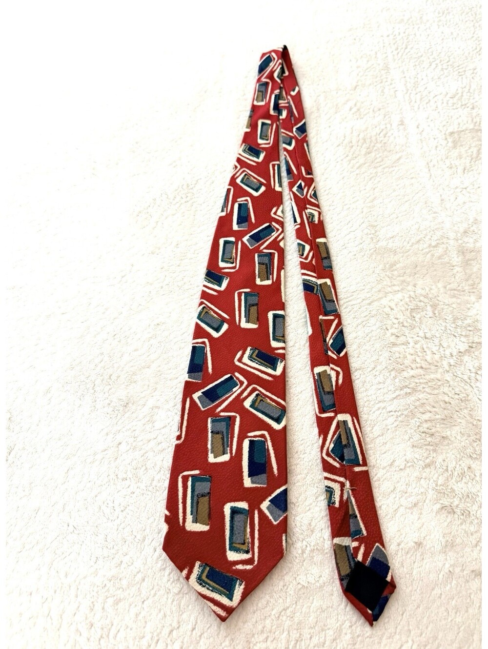 Ferrell Reed for Parisian Red Geometric All Silk Men’s Classic Neck Tie